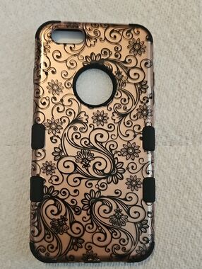 MYBAT Floral Pink Black Scroll Clear Bumper Case for iPhone 6 Plus / 6s Plus OS